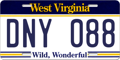 WV license plate DNY088