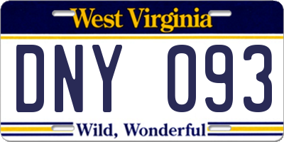 WV license plate DNY093
