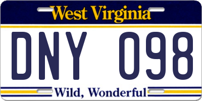WV license plate DNY098