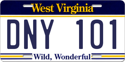 WV license plate DNY101