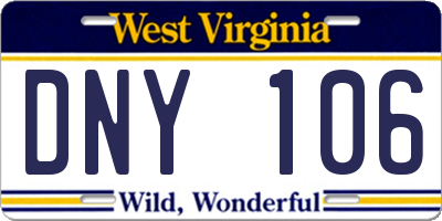 WV license plate DNY106