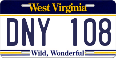 WV license plate DNY108