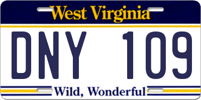 WV license plate DNY109