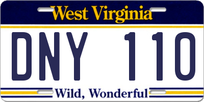 WV license plate DNY110