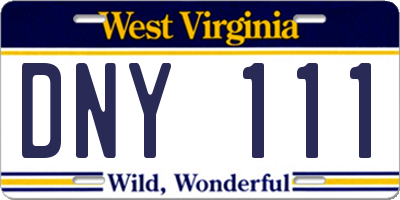 WV license plate DNY111