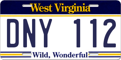 WV license plate DNY112