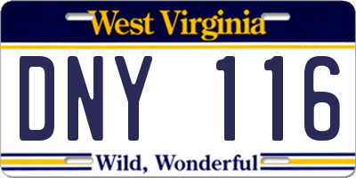 WV license plate DNY116