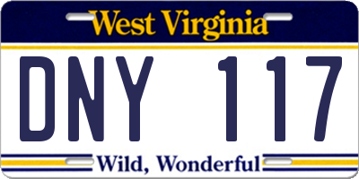 WV license plate DNY117