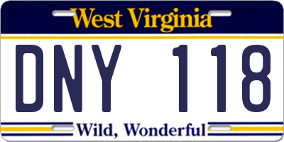 WV license plate DNY118
