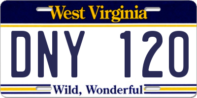 WV license plate DNY120