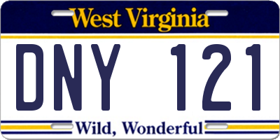 WV license plate DNY121