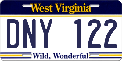 WV license plate DNY122