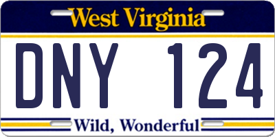 WV license plate DNY124