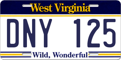 WV license plate DNY125