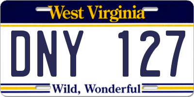 WV license plate DNY127