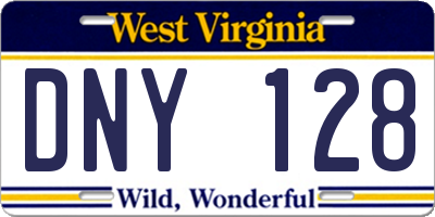 WV license plate DNY128
