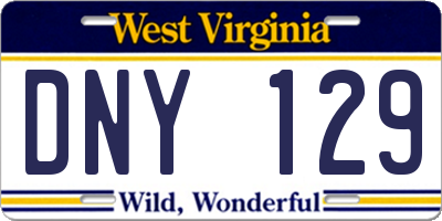 WV license plate DNY129