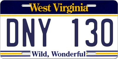 WV license plate DNY130