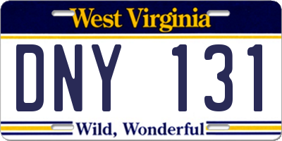 WV license plate DNY131