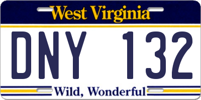 WV license plate DNY132