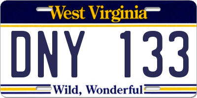 WV license plate DNY133