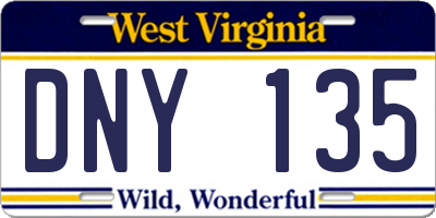 WV license plate DNY135