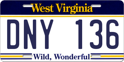 WV license plate DNY136