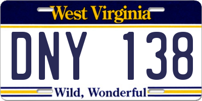WV license plate DNY138