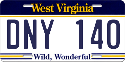 WV license plate DNY140