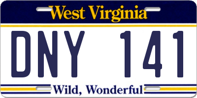 WV license plate DNY141