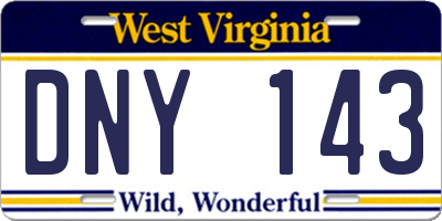 WV license plate DNY143