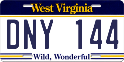 WV license plate DNY144