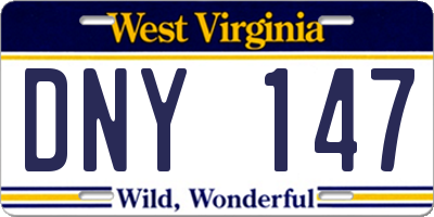 WV license plate DNY147