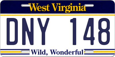 WV license plate DNY148