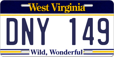 WV license plate DNY149