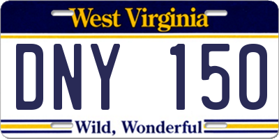 WV license plate DNY150