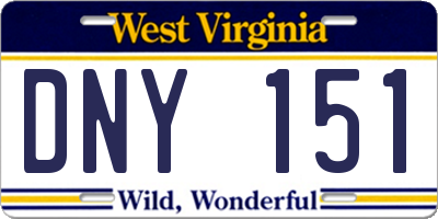 WV license plate DNY151