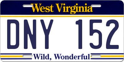WV license plate DNY152