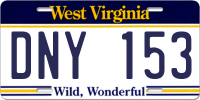 WV license plate DNY153
