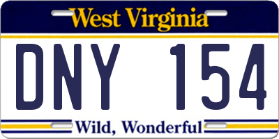 WV license plate DNY154