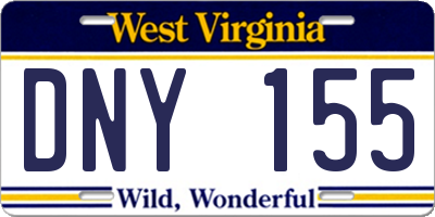 WV license plate DNY155