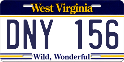 WV license plate DNY156