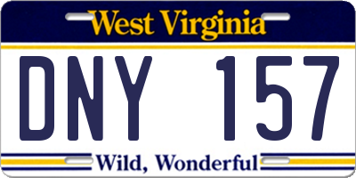 WV license plate DNY157