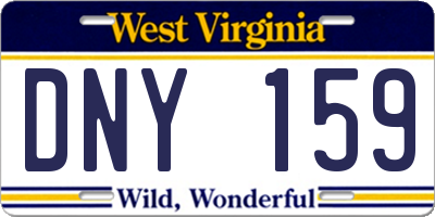 WV license plate DNY159