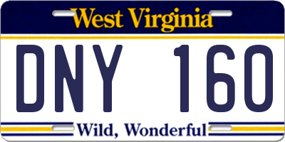 WV license plate DNY160