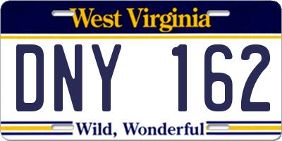 WV license plate DNY162