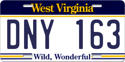WV license plate DNY163