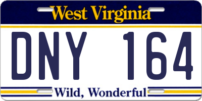 WV license plate DNY164