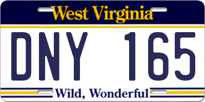 WV license plate DNY165