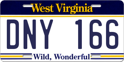WV license plate DNY166